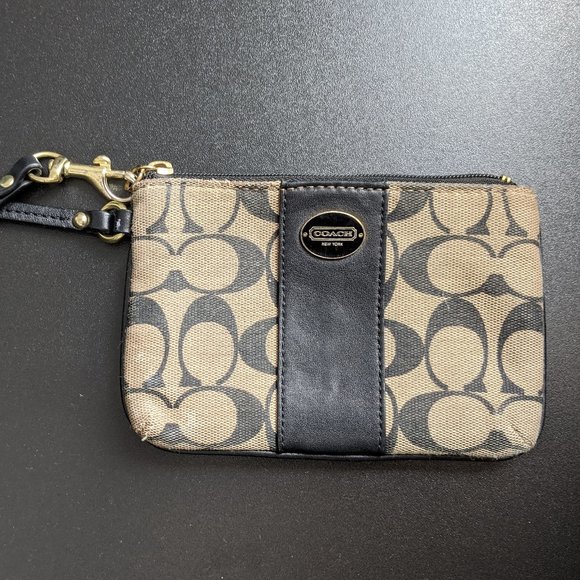 Coach Handbags - Coach PVC Leather Corner Zip Wristlet - Dark Brown Coach Handbags - Coach PVC Leather Corner Zip Wristlet - Dark Brown